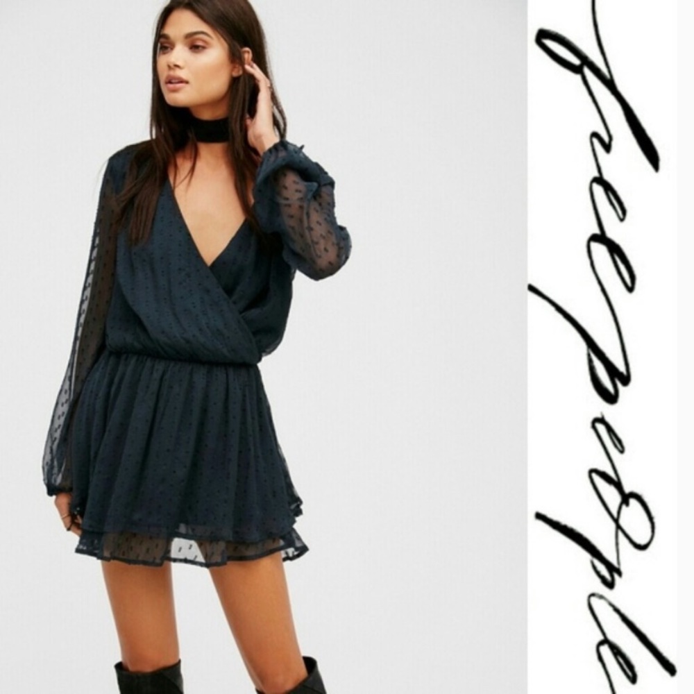 Free People Daliah Sheer Dot Mini Dress
